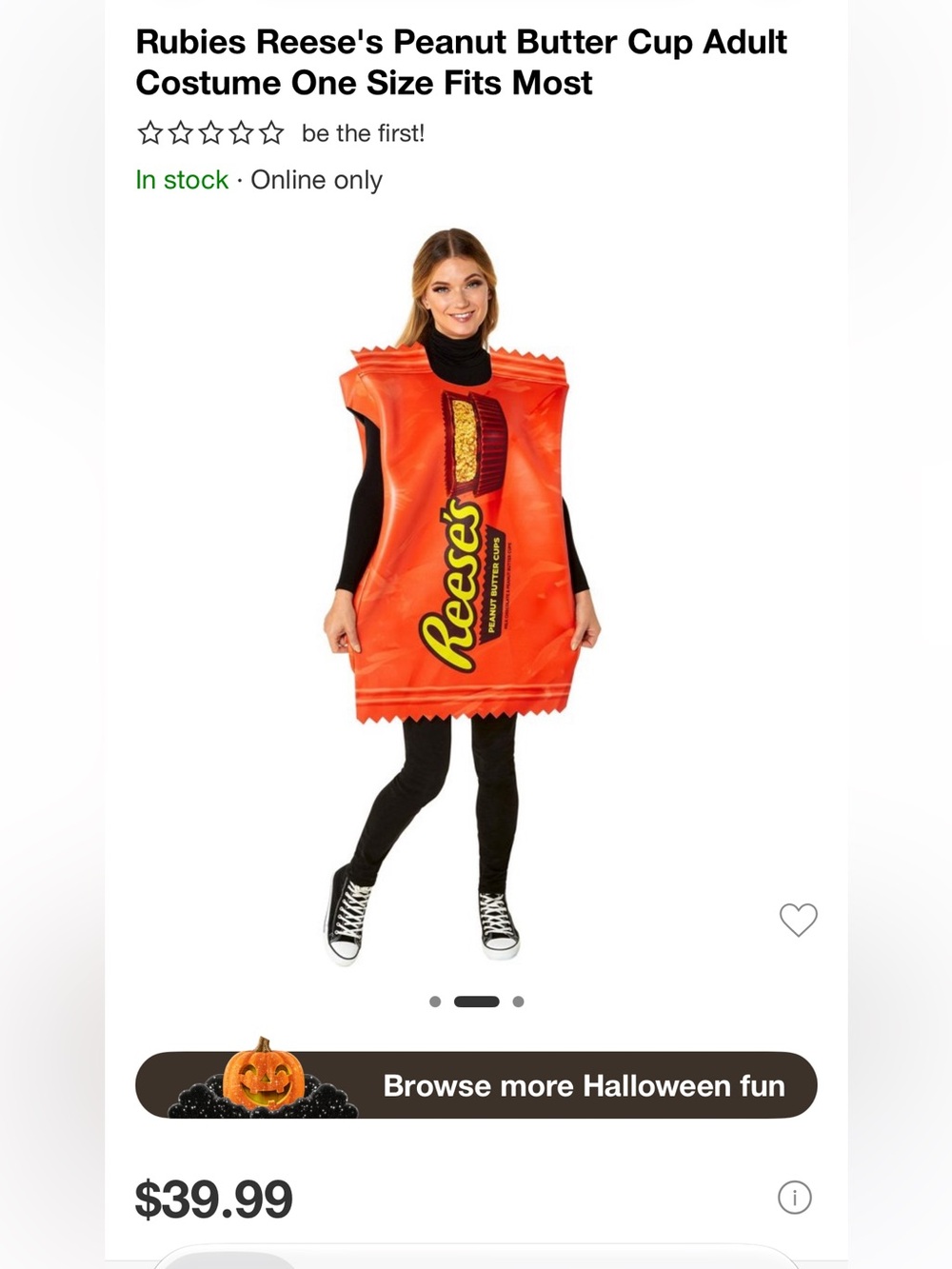 Rubies Reese's Peanut Butter Cup Costume adult Size Like New